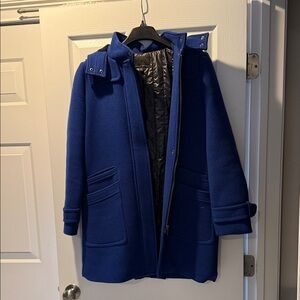 Like New Banana Republic Women's Royal Blue Hooded Wool Coat with Hood